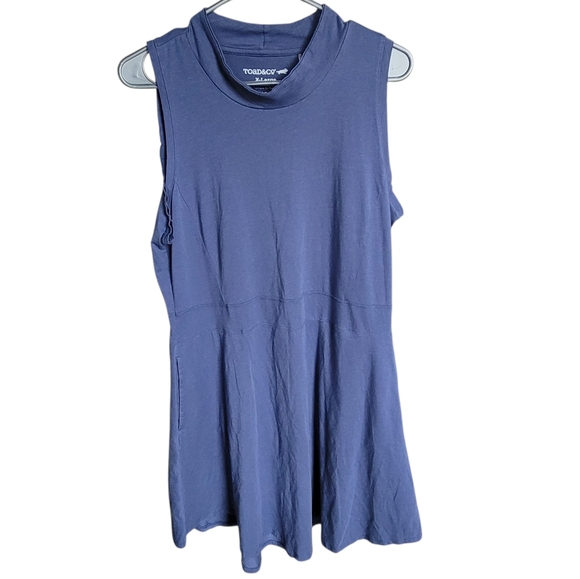 Toad&Co Dresses & Skirts - Toad & Co Women's Sz XL Solid Asymmetrical Tank Dress Sleeveless High Neck Blue